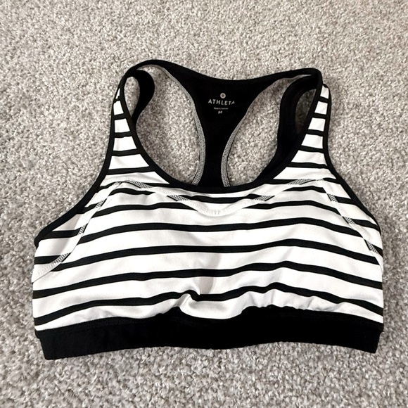 Athleta Other - Athleta black white Striped Racerback Sports Bra – Size Medium